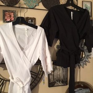 NY collection Ruffel sleeve wrap  1 blk